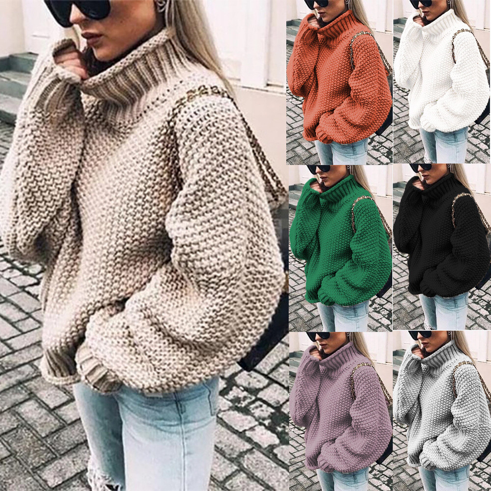 Cardigan thick thread turtleneck pullover