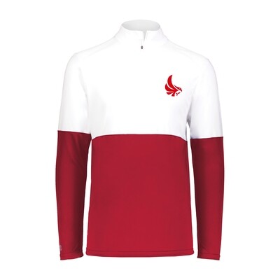 LADIES 1/4 ZIP PULLOVER - WHITE/RED