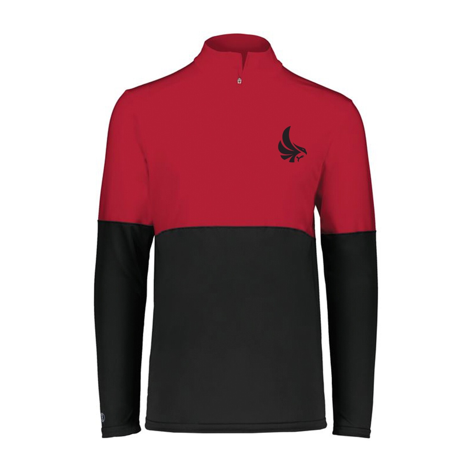 1/4 ZIP PULLOVER - RED/BLACK, SIZE: SMALL