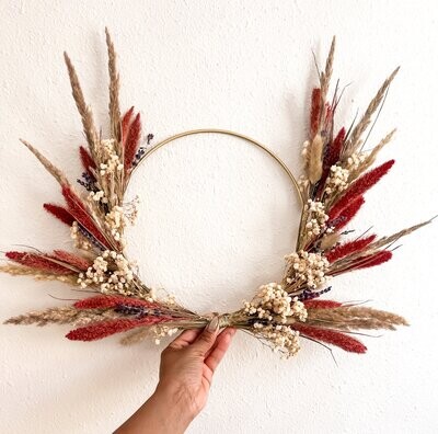 'Red Joy' Dried Floral Wreath