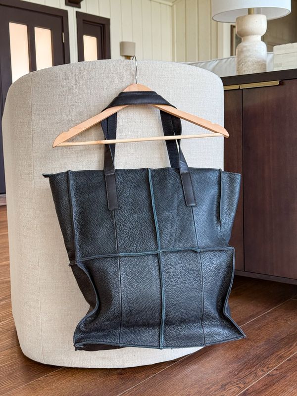Black Macramé Leather Bag