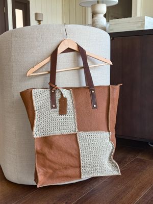 Taupe Macramé Leather Bag