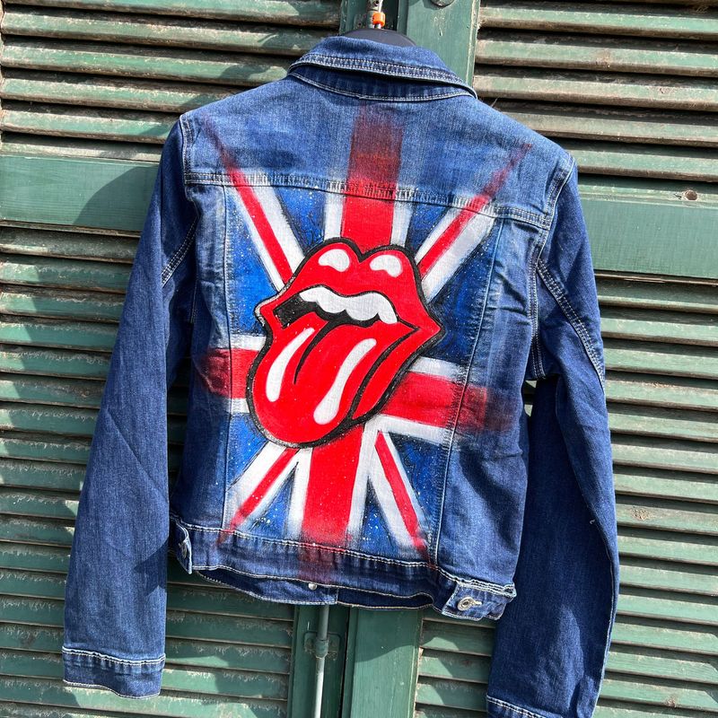 Giubbino in jeans personalizzato Rolling Stones