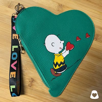 Borsa a cuore verde soggetto "Peanuts"