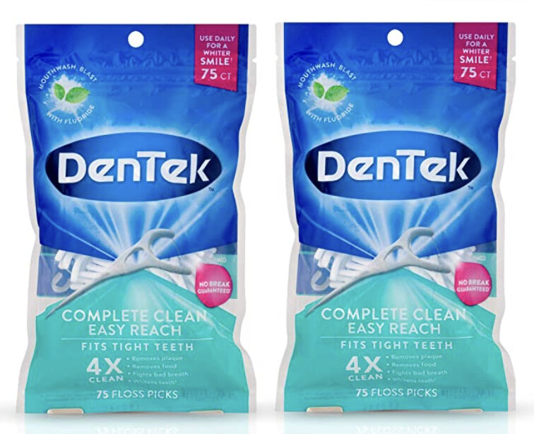 Dentek Floss Picks Complete Clean Back Teeth 75 Count (2 Pack)