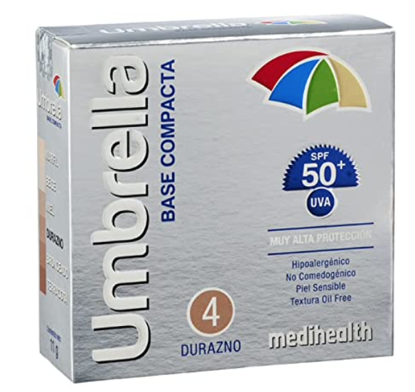 Umbrella Base Compacta Tono Durazno, Foto Protector SPF 50+, Antiedad