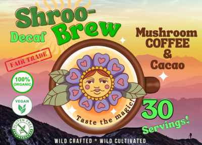 DECAF Organic Shroo-Brew Coffee w/ Cacao &amp; 7 Superfood Mushrooms. 30