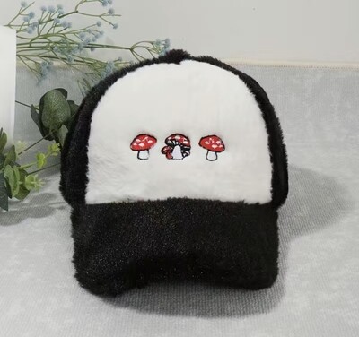 Mushroom Embroidery Plush Baseball Cap