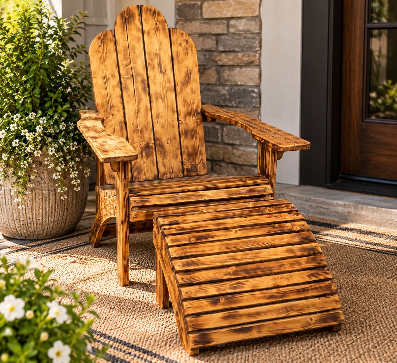 Adirondack Chair and Ottoman Set