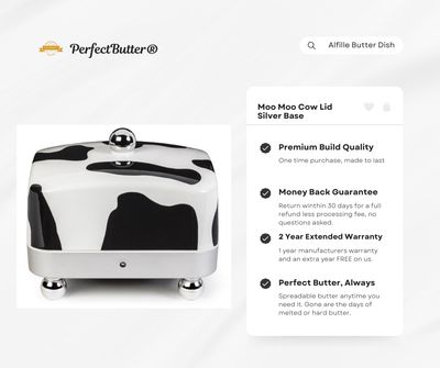 Moo Moo Cow - PerfectButter® Alfille Electric Temperature Controlled Butter Dish