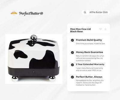 Moo Moo Cow Black Base - Electric Butter Dish Moo Moo Cow Black Base - Electric Butter Dish