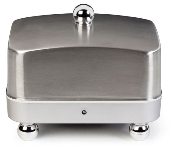 Sleek Stainless Steel Lid/Silver Base Electric Butter Dish