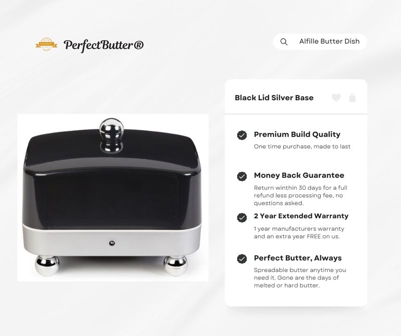 Black lid on Silver - Electric Butter Dish 