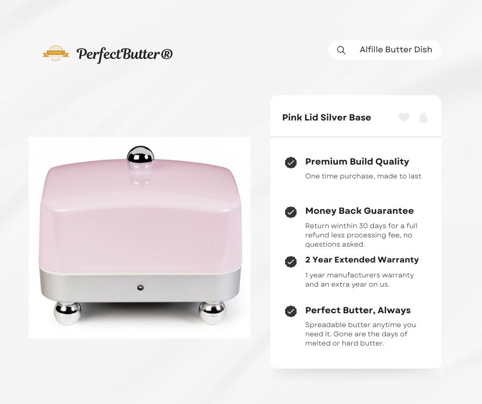 Pretty Pink Silver Base - Electric Butter Dish