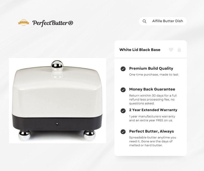 White lid/Black Base - Electric Butter Dish