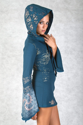 Galactic Bell Arm Hoodie - Digital Eagle - Blue