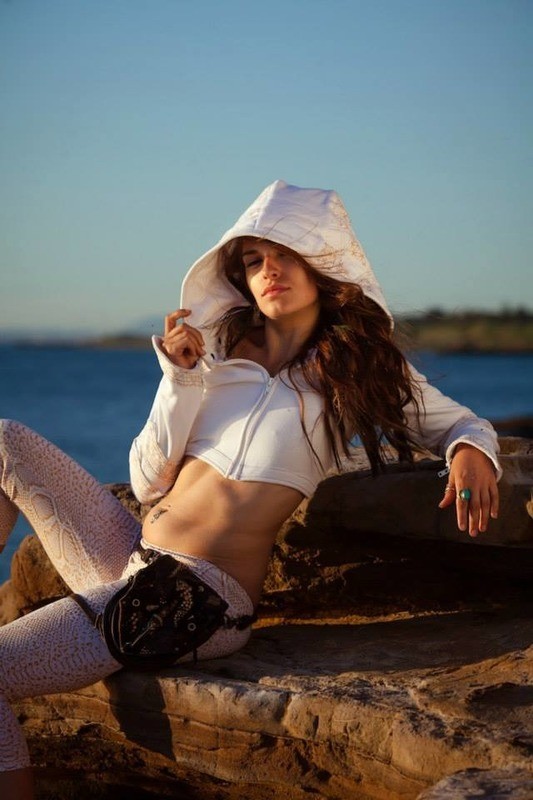 Atara Crop Hoodie - White - Flower of Life