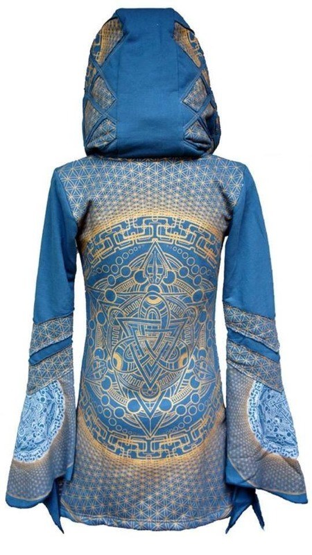 Galactic Bell Arm Hoodie - Blue - Carey Thompson Print