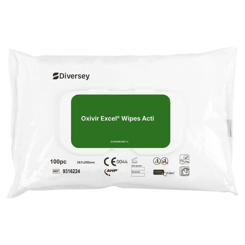 Oxivir Excel Wipe Acti 12x100pc - 20 x 26.7 cm - Wipes one step cleaner disinfectant Oxivir Excel Wipe Acti 12x100pc - 20 x 26.7 cm - Wipes one step cleaner disinfectant