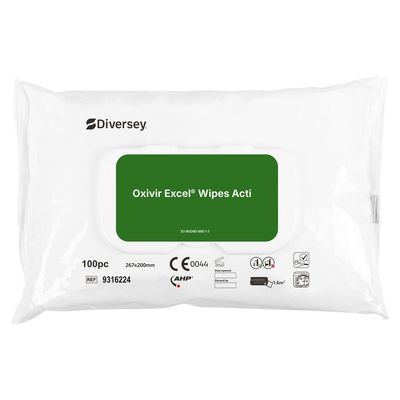 Oxivir Excel Wipe Acti 12x100pc - 20 x 26.7 cm - Wipes one step cleaner disinfectant Oxivir Excel Wipe Acti 12x100pc - 20 x 26.7 cm - Wipes one step cleaner disinfectant