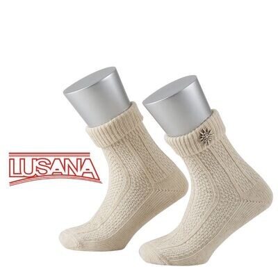 Set: Alpine Lederpuschen &amp; Trachtensocken Beige