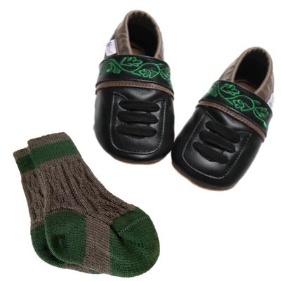 Set: Alpine Lederpuschen &amp; Trachtensocken