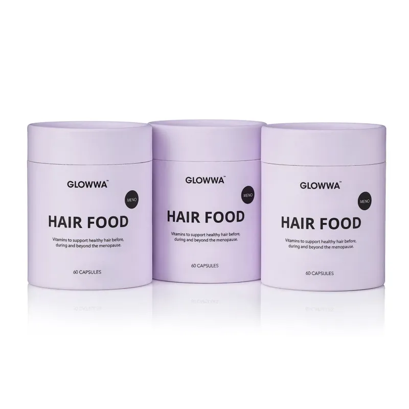 3 Embalagem de HAIR FOOD | MENO  ™, para proteger e restaurar a saúde capilar durante os anos da menopausa