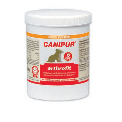 CANIPUR - arthrofit
Ergänzungsfuttermittel für Hunde
CANIPUR - arthrofit zur Festigung und Stabilisierung von Gelenken, Sehnen und Bändern sowie der Wirbelsäule.