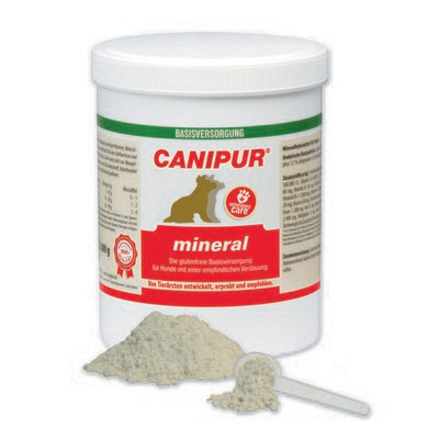 CANIPUR - mineral
Mineralfuttermittel für Hunde
CANIPUR - mineral für eine glutenfreie Basisversorgung für Hunde mit einer empfindlichen Verdauung.