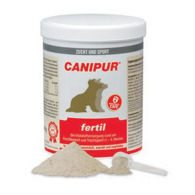 CANIPUR - fertil
Ergänzungsfuttermittel für Hunde
CANIPUR - fertil für die Vitalstoffversorgung rund um Fruchtbarkeit und Trächtigkeit (1.- 4. Woche).