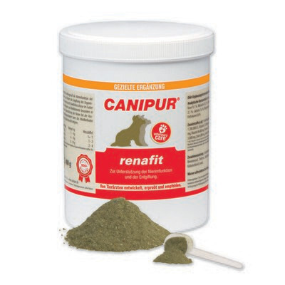 CANIPUR - renafit
Ergänzungsfuttermittel für Hunde
CANIPUR - renafit für die Unterstützung der Nierenfunktion und der Entgiftung.