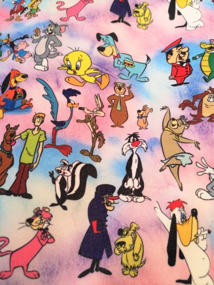 Animés polyester/lycra ouaté au metre
