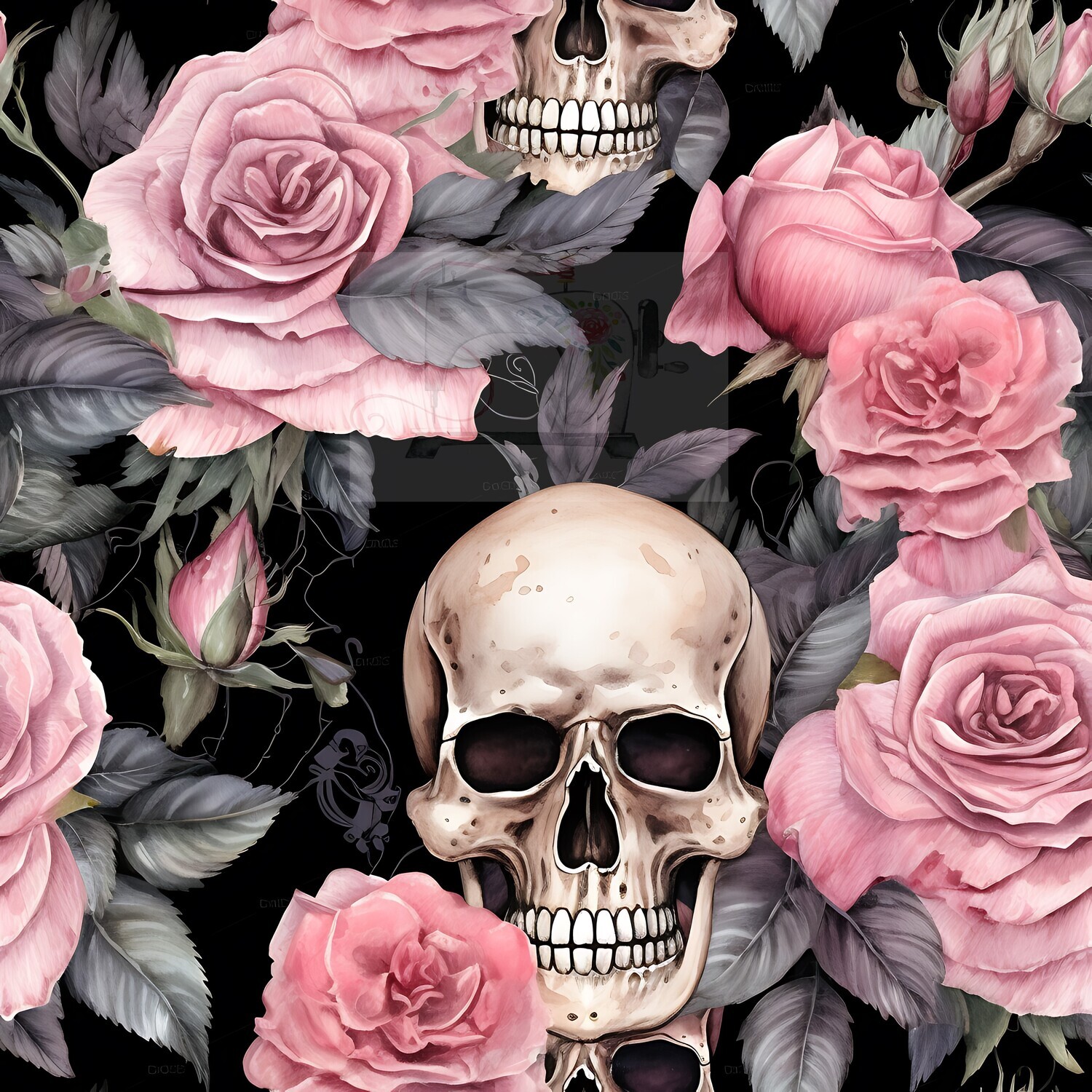 Rose et skull 1