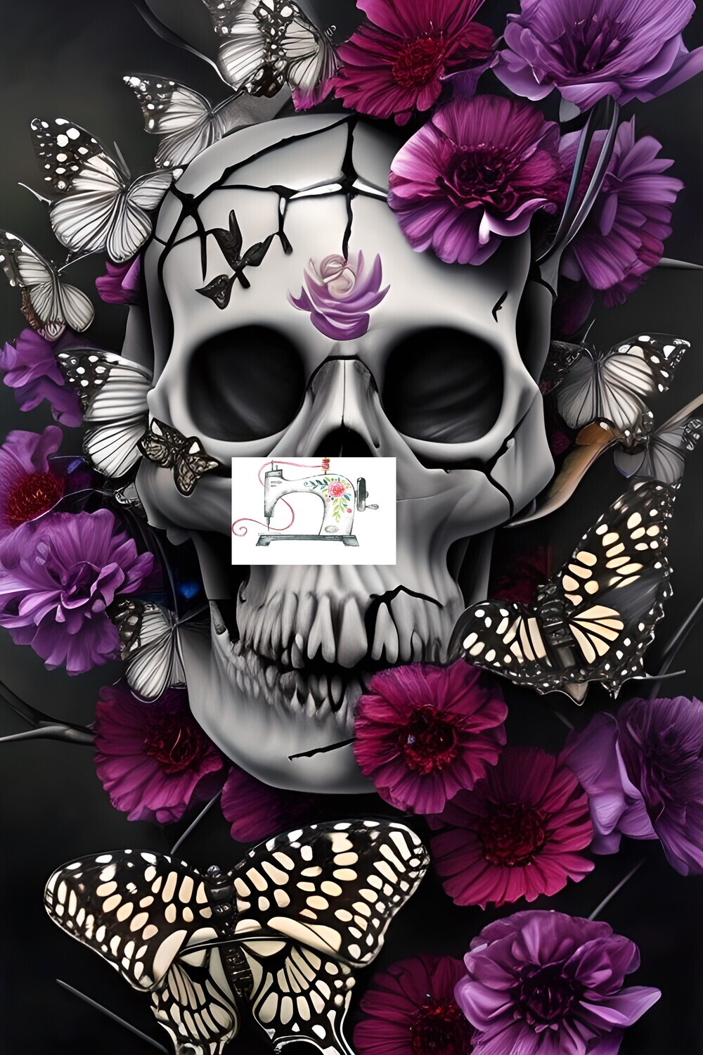 Panneau skull rose panel