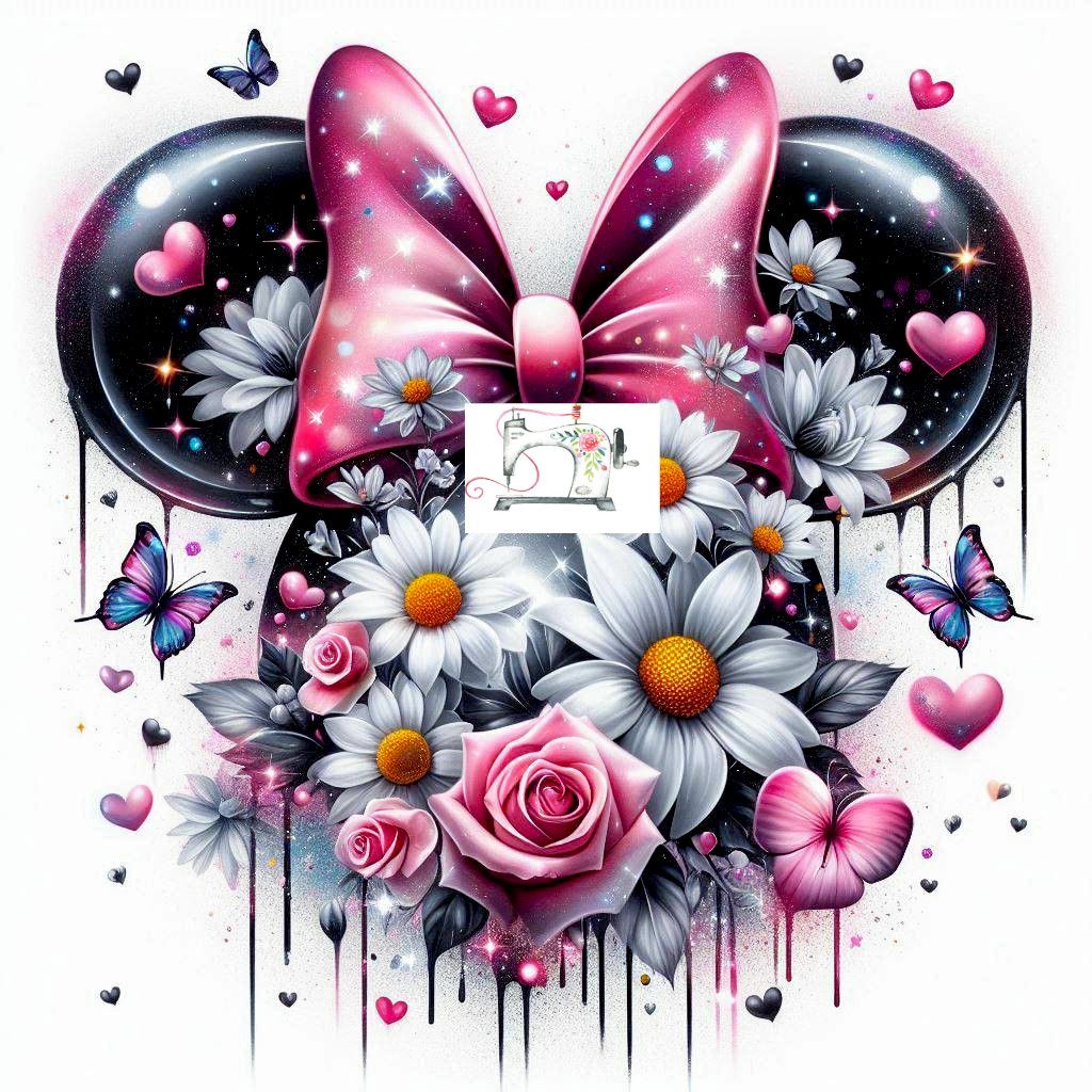MOUSE FLEUR FOND BLANC