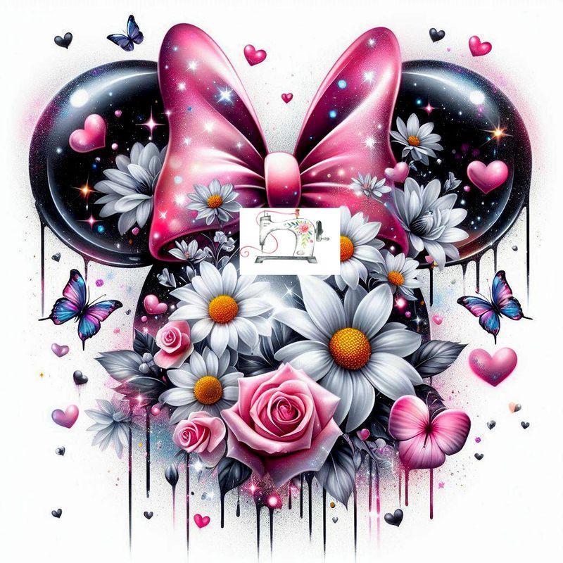 MOUSE FLEUR FOND BLANC