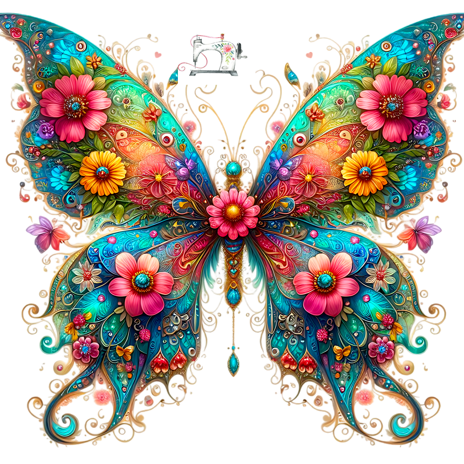PAPILLON FLEUR 18 (FOND NOIR)