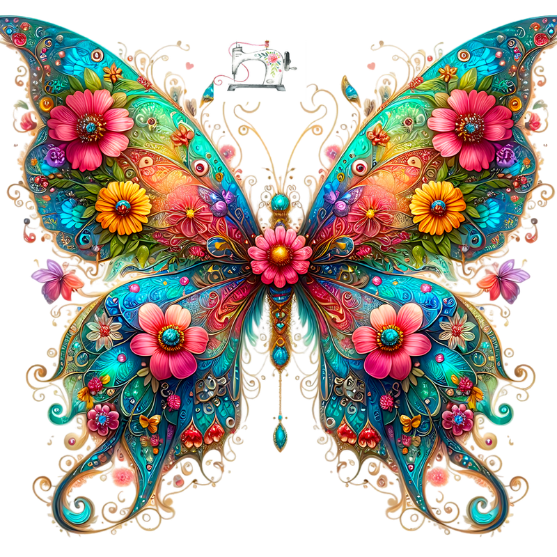 PAPILLON FLEUR 18 (FOND NOIR)