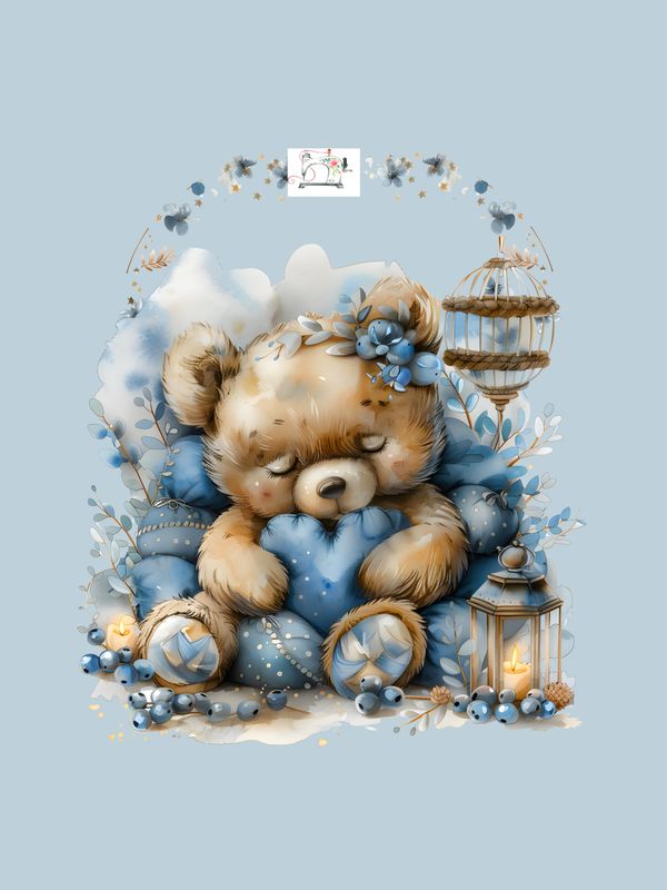 Ourson peinture bleu