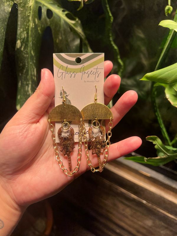 Scorpion With Brass Charm And Dangle