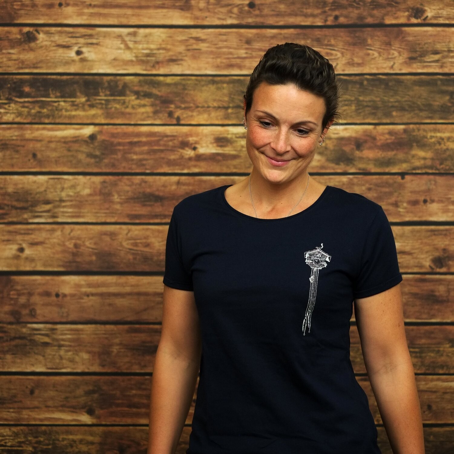 Roll-Up-Sleeve Ladies-T-Shirt "Kuckuck" Navy