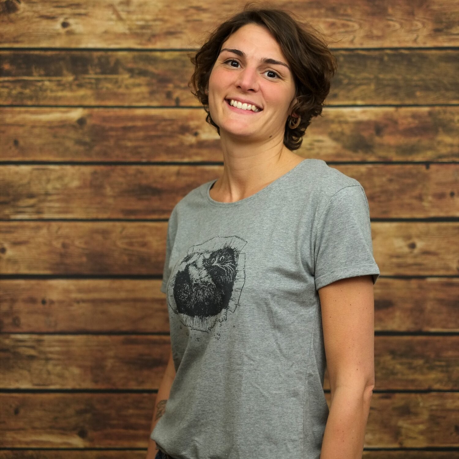 Roll-Up-Sleeve Ladies-T-Shirt "Mitbewohner" Sports Grey