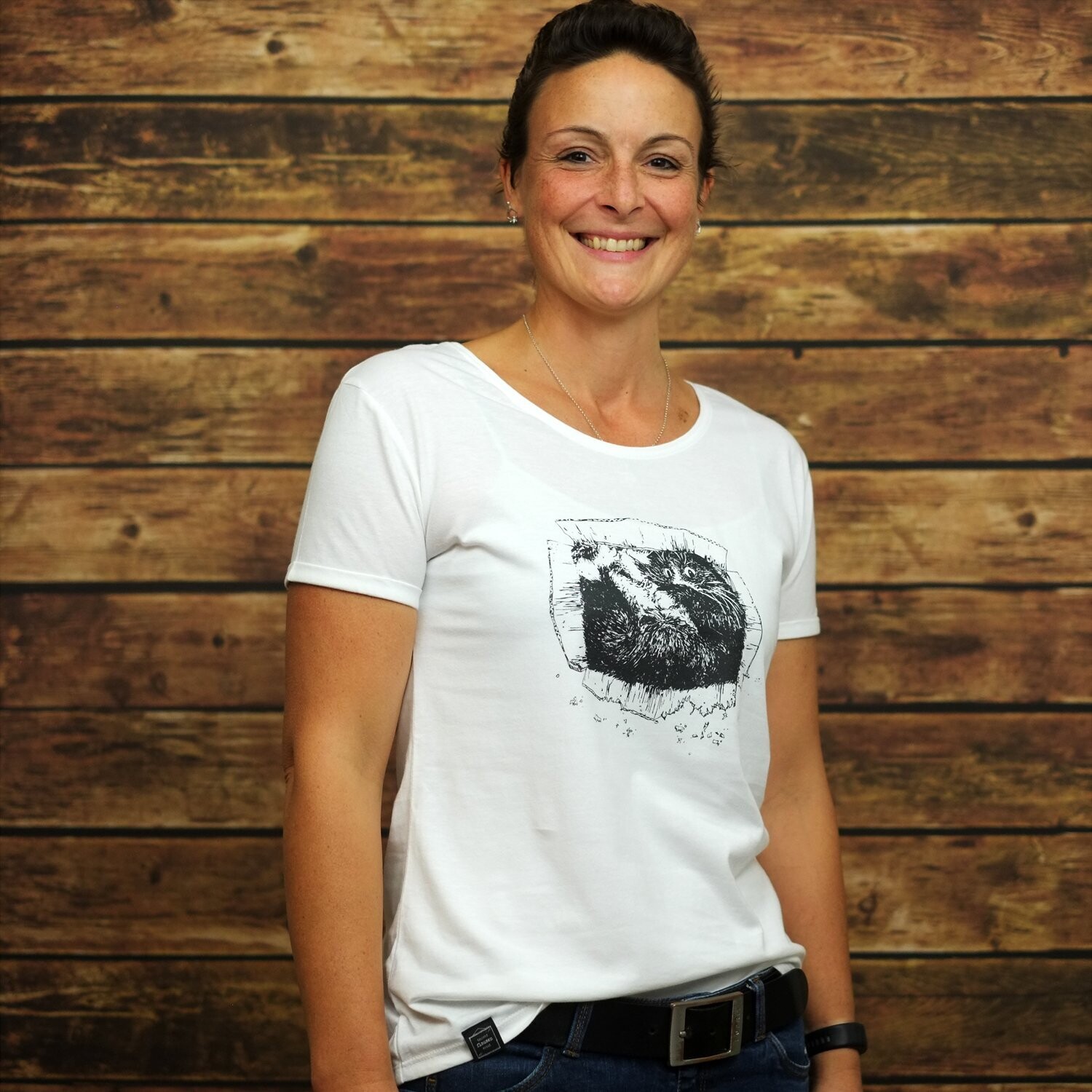 Roll-Up-Sleeve Ladies-T-Shirt "Mitbewohner" White