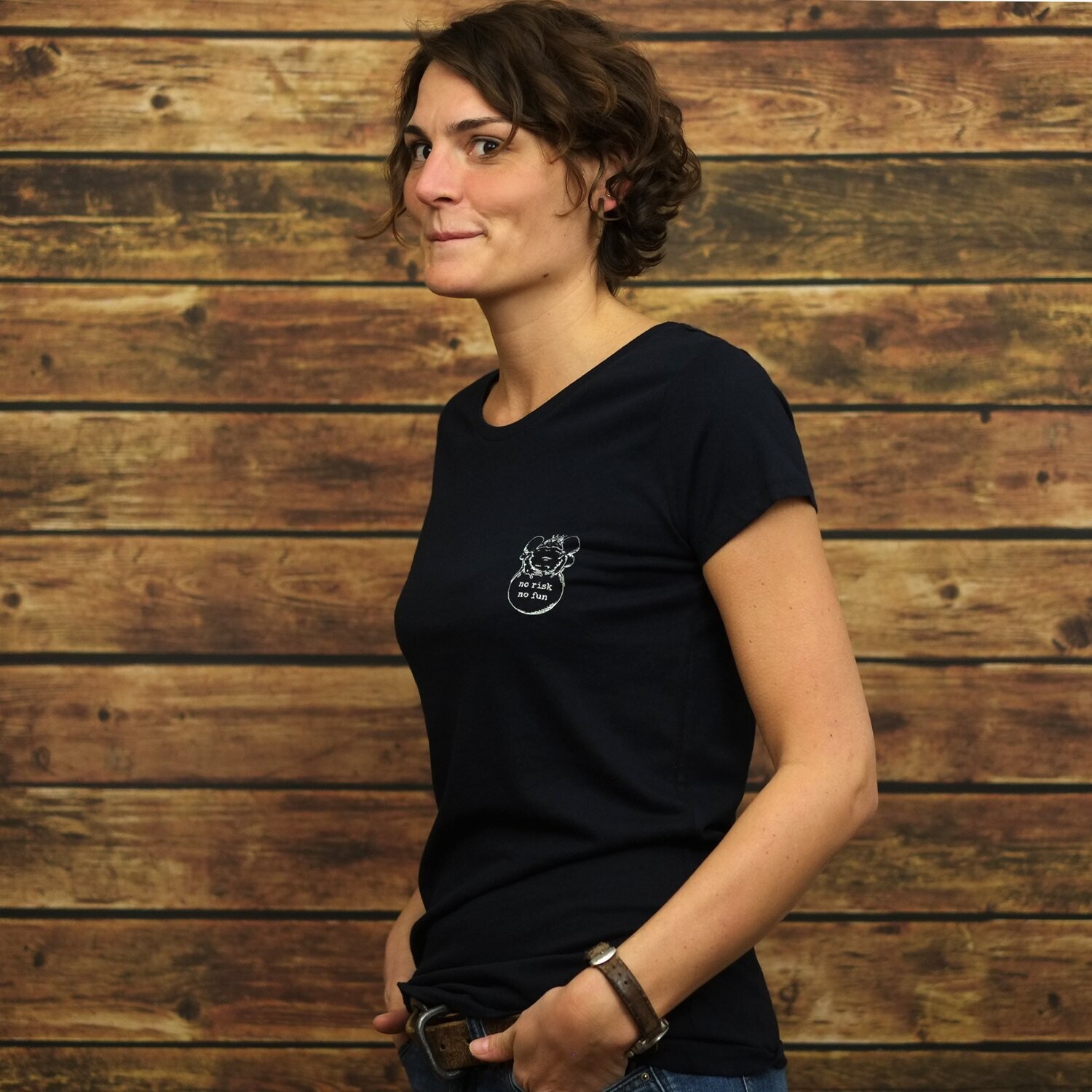 Womens Rounded Neck T-Shirt "Froschkönig" Navy