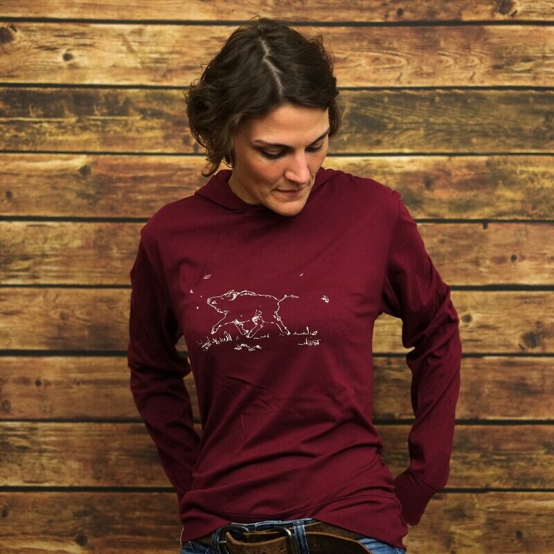 Unisex Jersey Hoodie "glückliches Wildschwein" Bordeaux