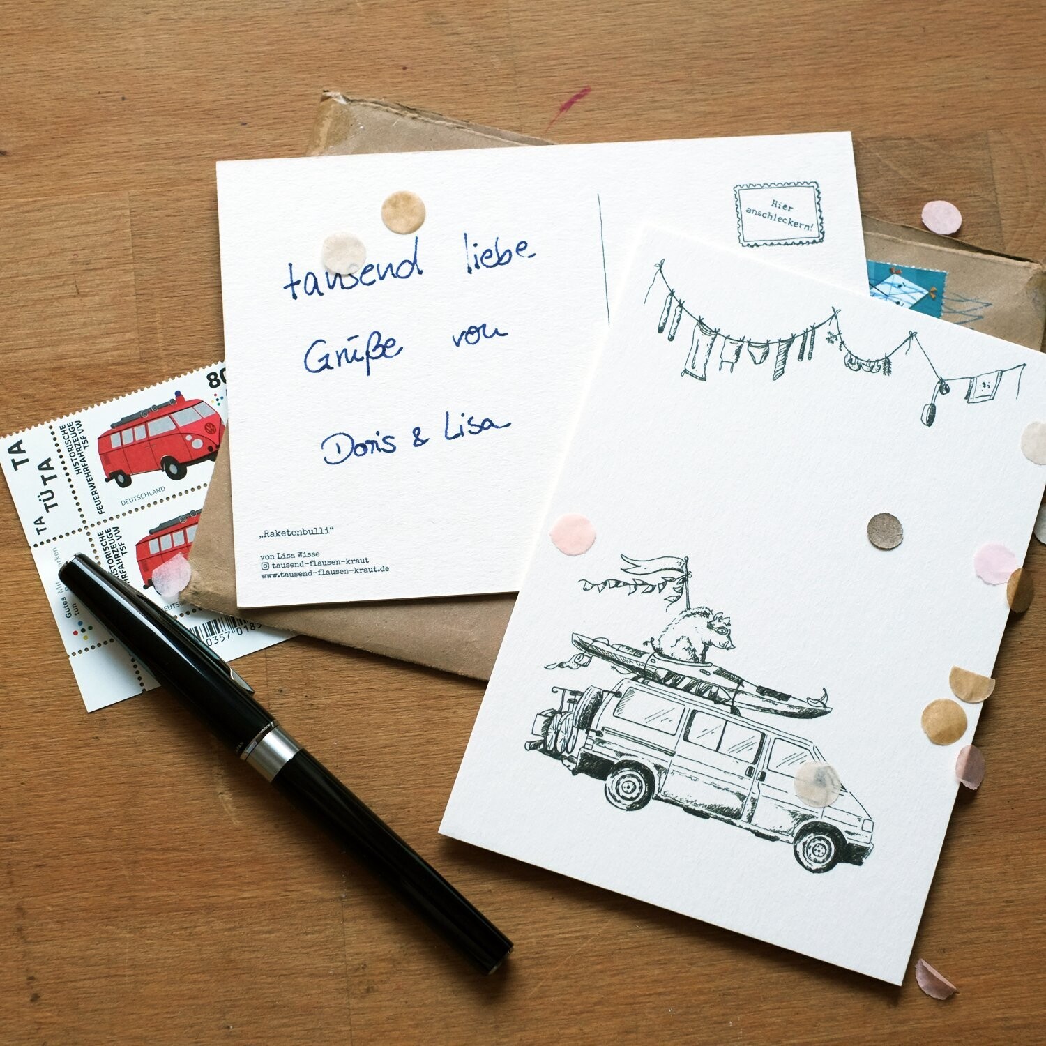 Postkarte "Raketenbulli"