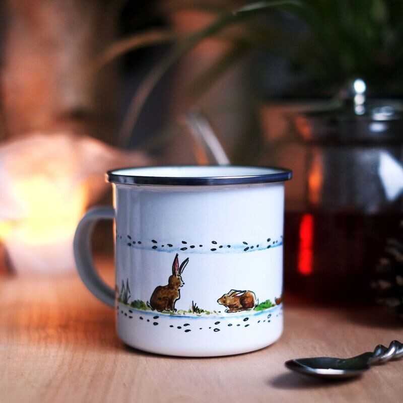 Emailletasse Emailletasse "Hasen" aus der Serie "Waldtiere im Winter"