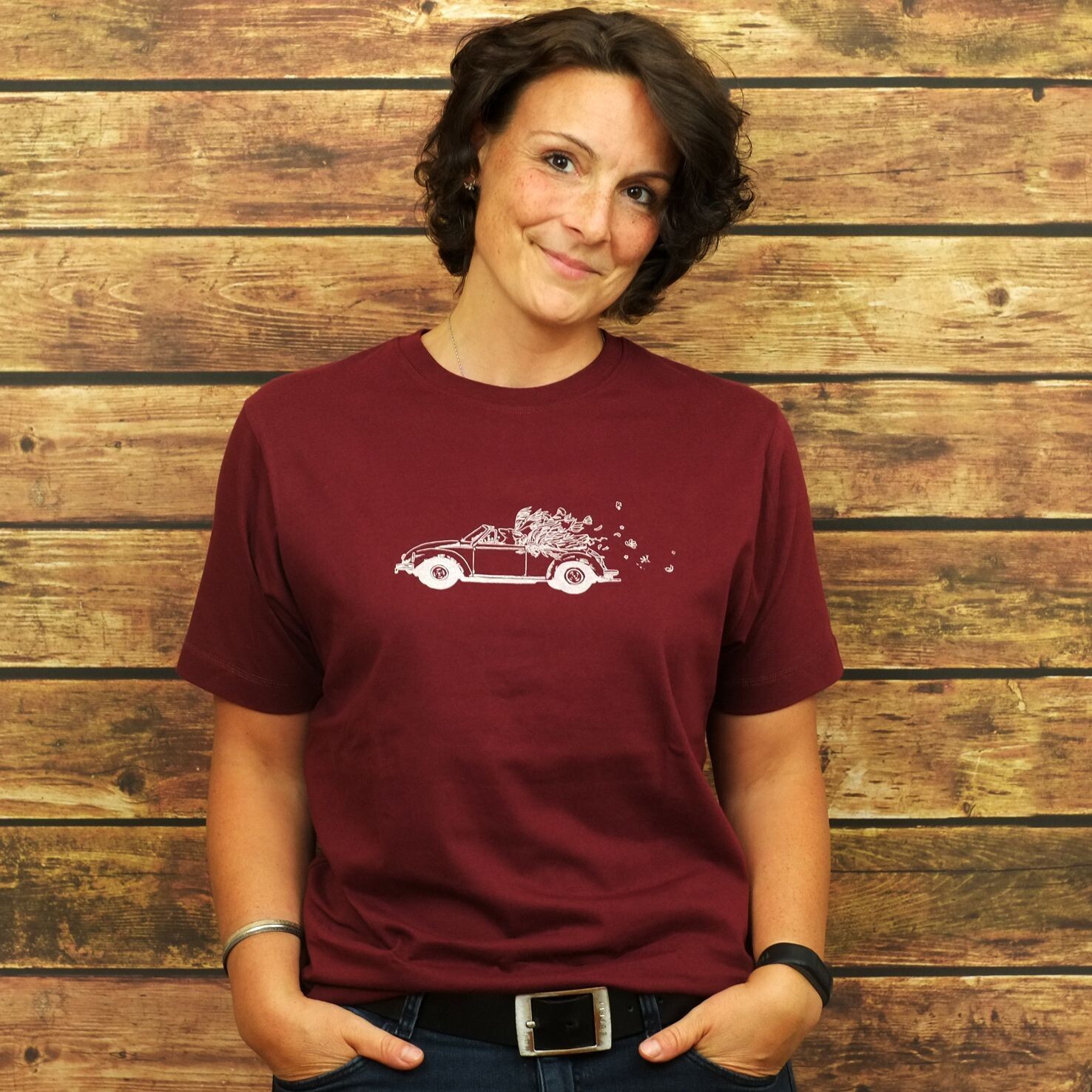 Unisex Classic Fit T-Shirt "Blumenkäfer" Burgundy