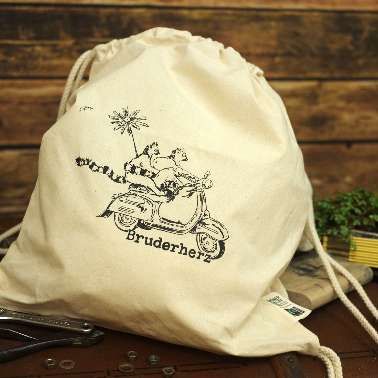 Bio-Baumwoll-Turnbeutel "Bruderherz"