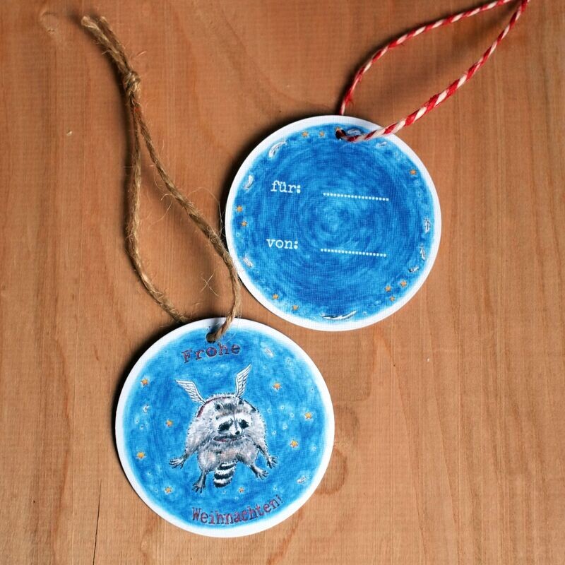 Geschenkanhänger "Waschbär-Engel"